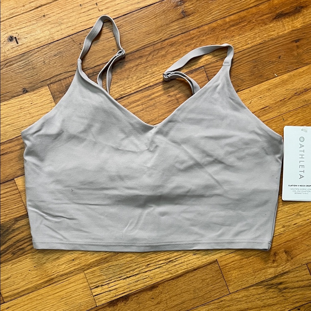 Athleta Elation V-neck crop  periwinkle/gray large NWT